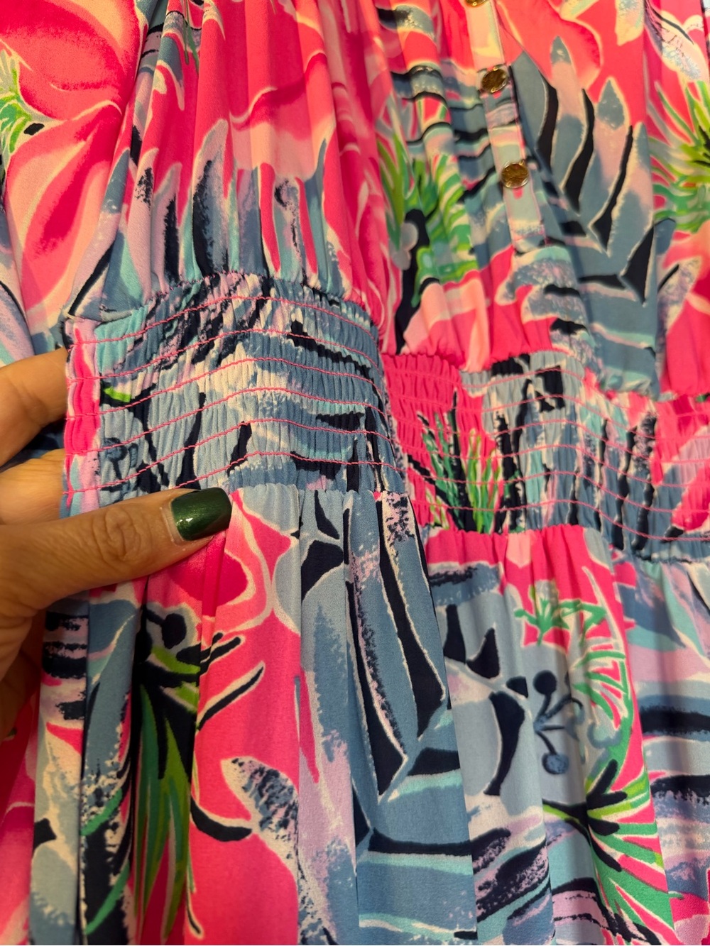 Lilly Pulitzer Pink & Blue Floral Long Sleeve Maxi Dress - Picture 6 of 6